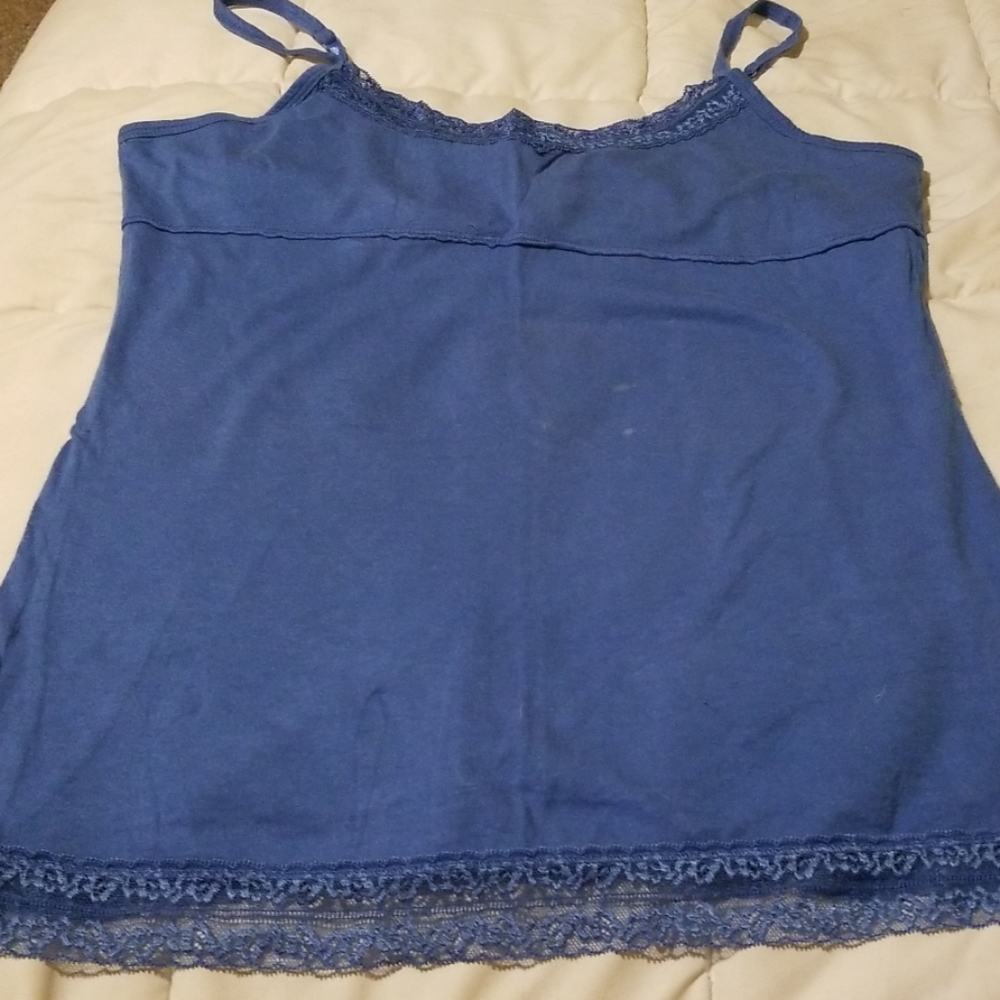 Pretty blue lace tank with shelf bra